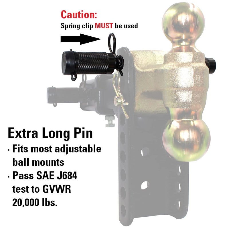 TowWorks 79830 Keyed Alike 5/8"" Trailer Hitch Lock with Extra Long 4-1/2"" Span  Double Safety Tow Hitch Locking Pin for 3"" Receivers and Adjustable Channel Mounts - Image 2